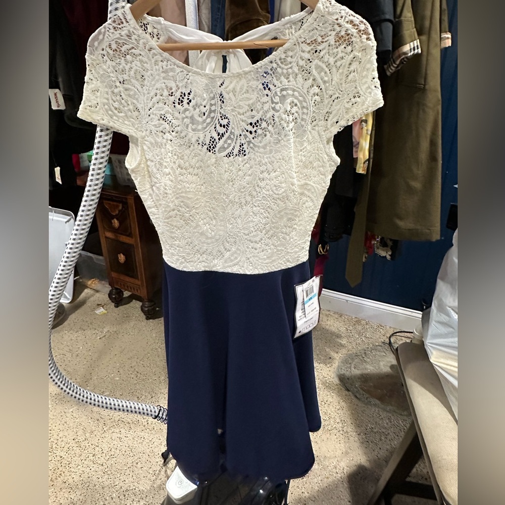 NWT macys navy and white lace dress
